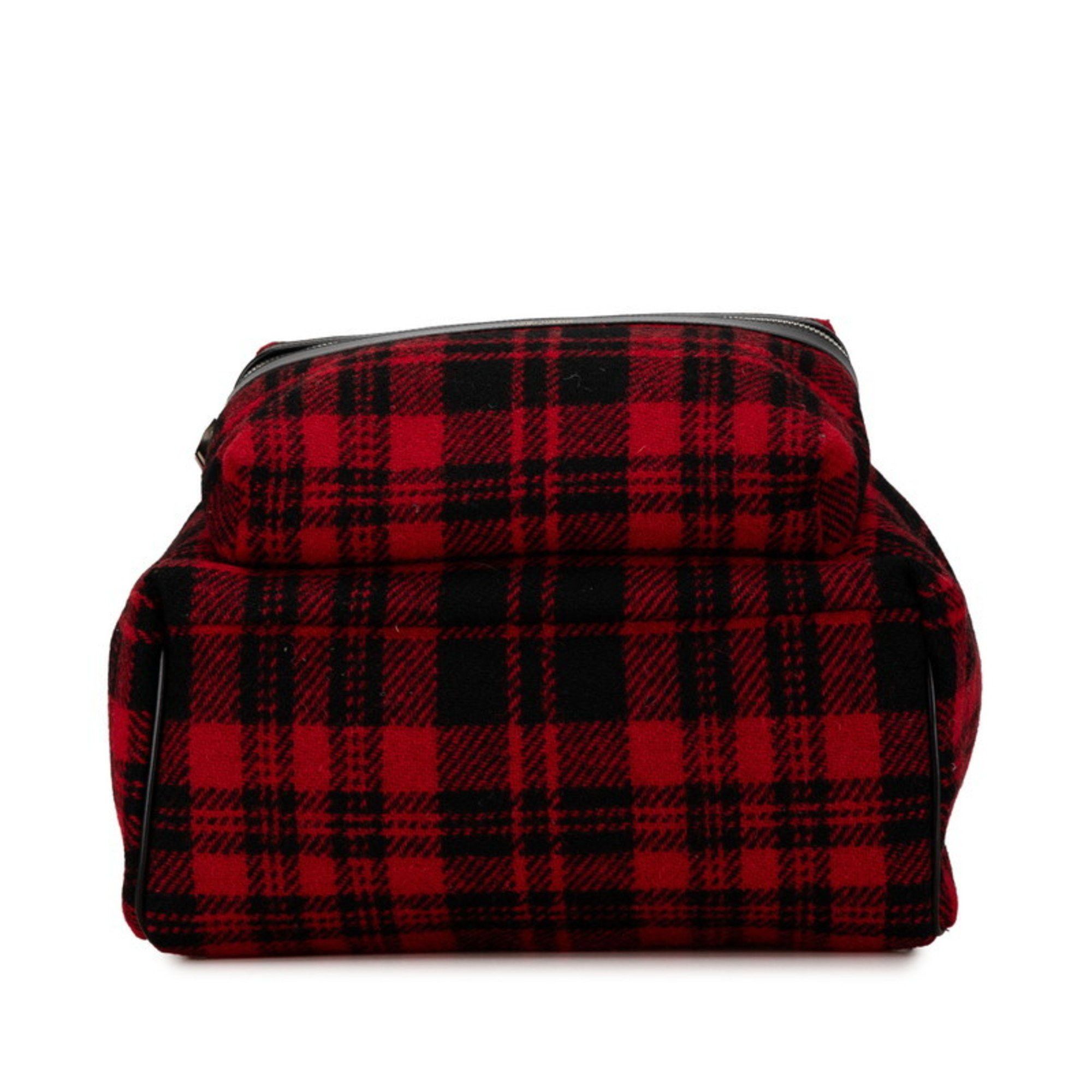 Saint Laurent Paris Saint Laurent Check City Backpack 326865 Red Black Wool Leather Men's SAINT LAURENT Size ONE SIZE - 5 Thumbnail