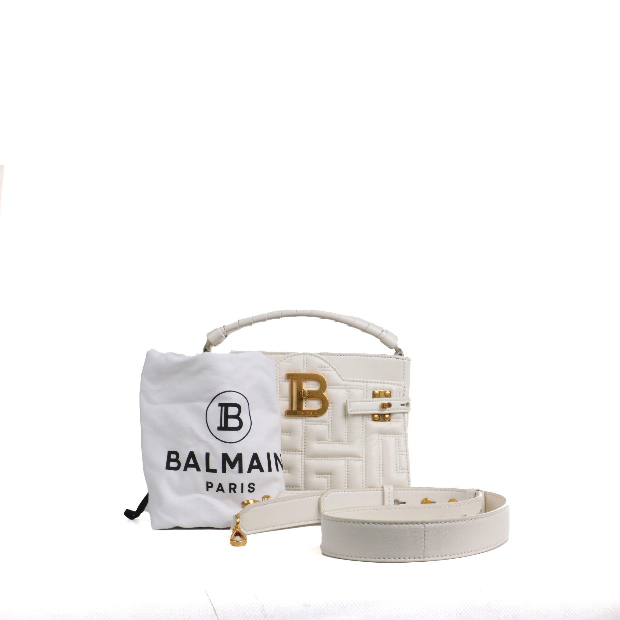 Balmain BALMAIN - Balmain B-Buzz 22 shoulder bag in white smooth leather Size ONE SIZE - 12 Thumbnail