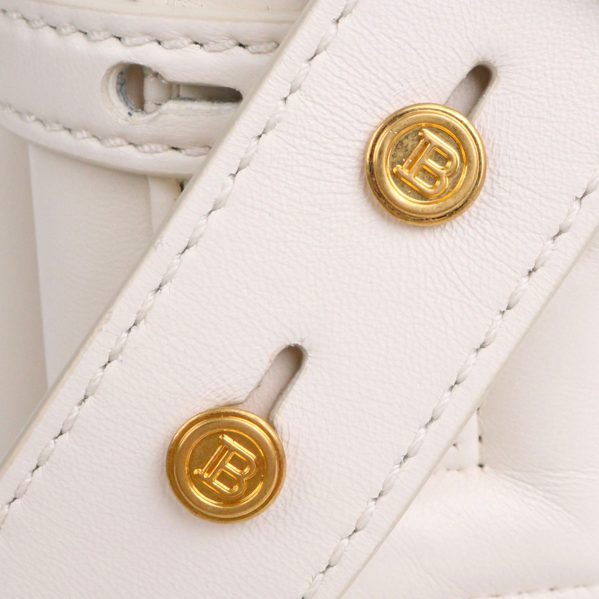 Balmain BALMAIN - Balmain B-Buzz 22 shoulder bag in white smooth leather Size ONE SIZE - 7 Thumbnail