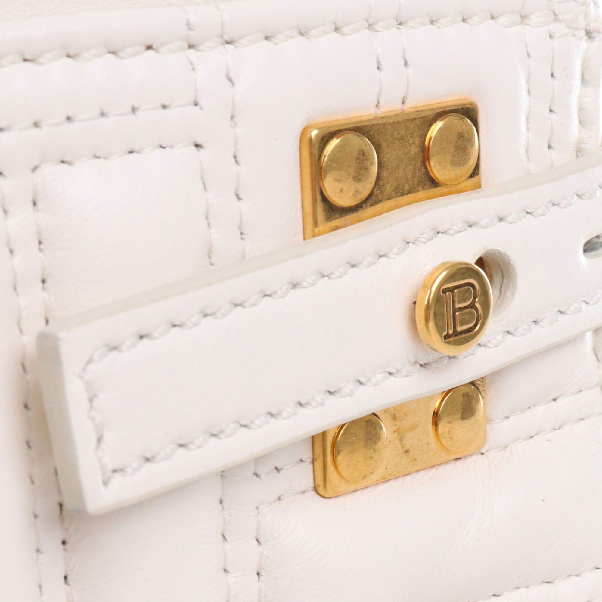 Balmain BALMAIN - Balmain B-Buzz 22 shoulder bag in white smooth leather Size ONE SIZE - 6 Thumbnail