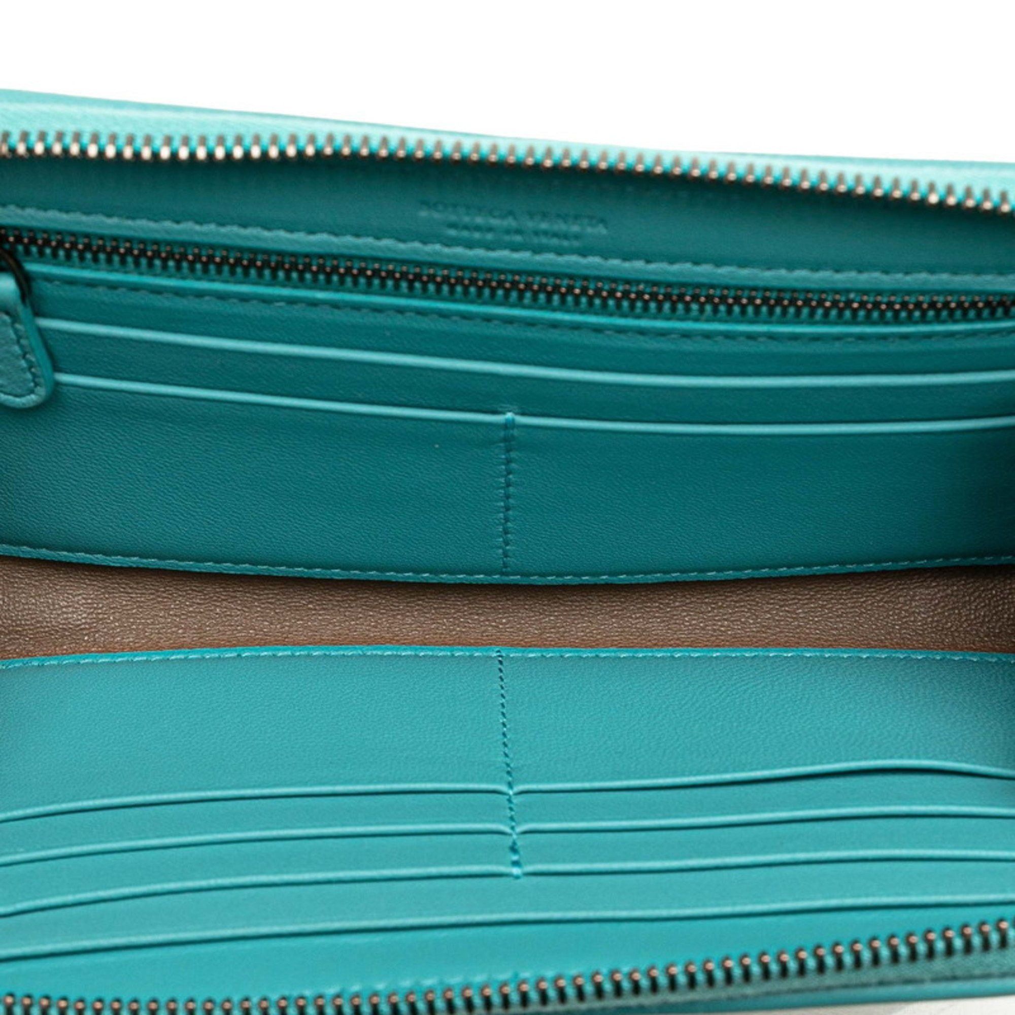Bottega Veneta Bottega Veneta Intrecciato Round Long Wallet Light Blue Green Leather Women's BOTTEGAVENETA Size ONE SIZE - 7 Thumbnail