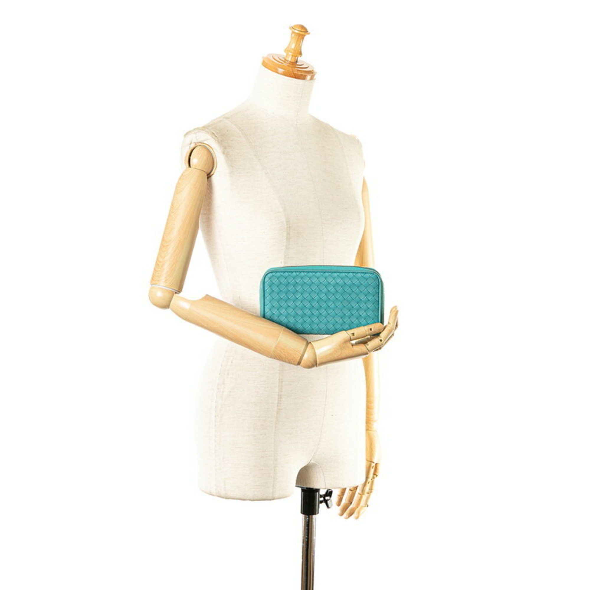 Bottega Veneta Bottega Veneta Intrecciato Round Long Wallet Light Blue Green Leather Women's BOTTEGAVENETA Size ONE SIZE - 11 Thumbnail