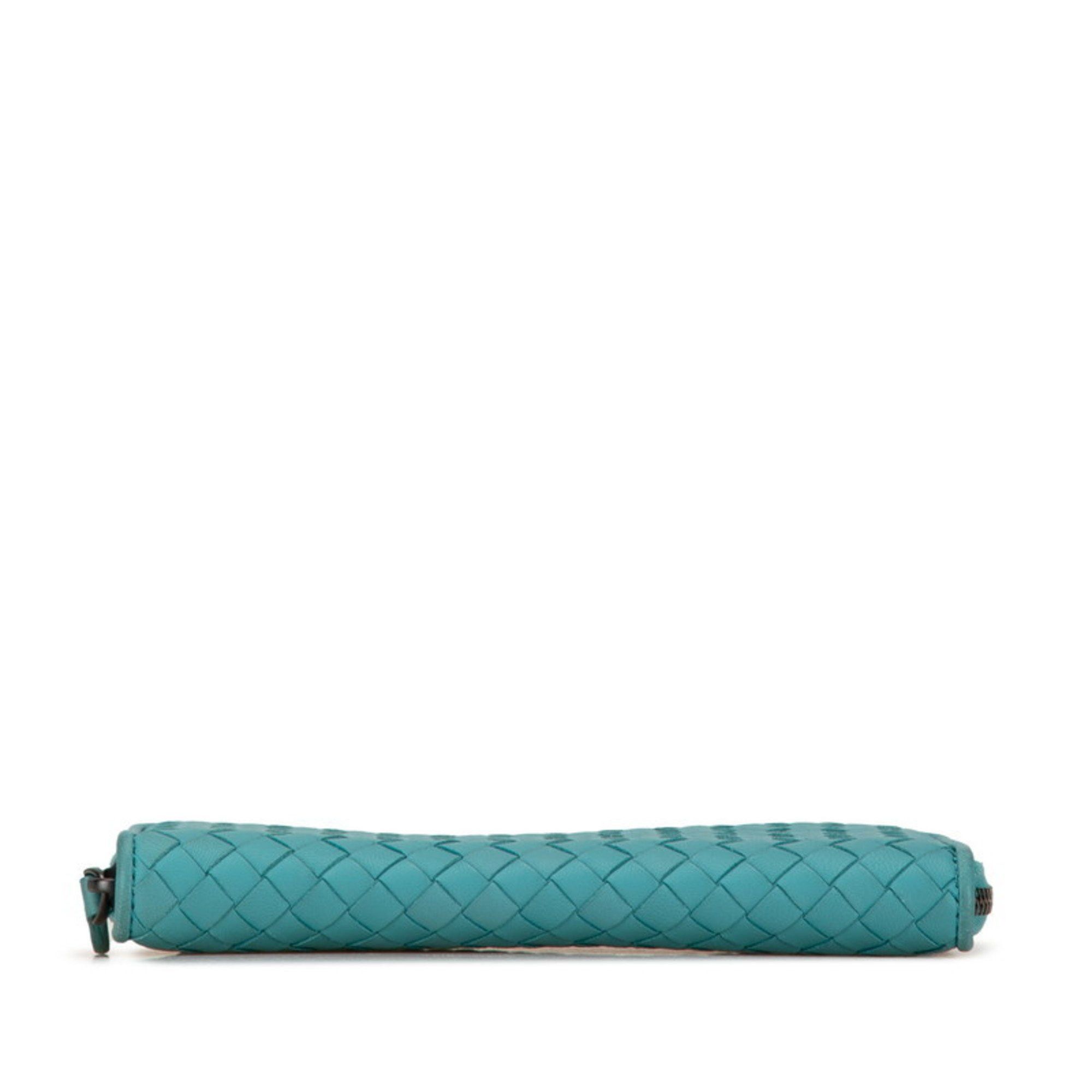Bottega Veneta Bottega Veneta Intrecciato Round Long Wallet Light Blue Green Leather Women's BOTTEGAVENETA Size ONE SIZE - 5 Thumbnail
