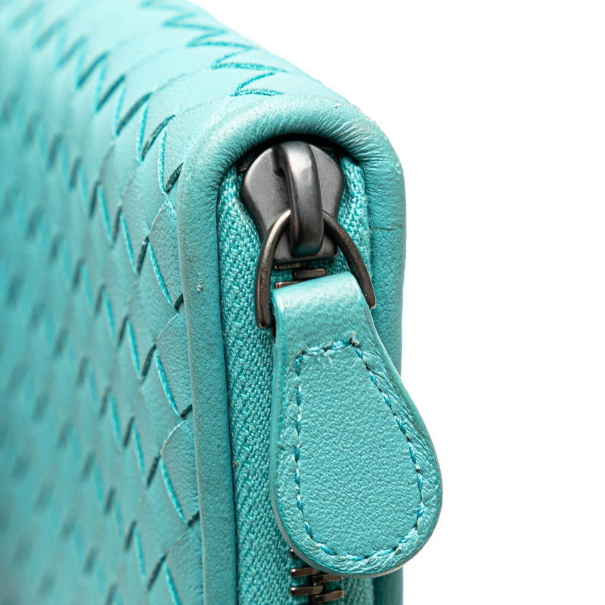 Bottega Veneta Bottega Veneta Intrecciato Round Long Wallet Light Blue Green Leather Women's BOTTEGAVENETA Size ONE SIZE - 6 Thumbnail