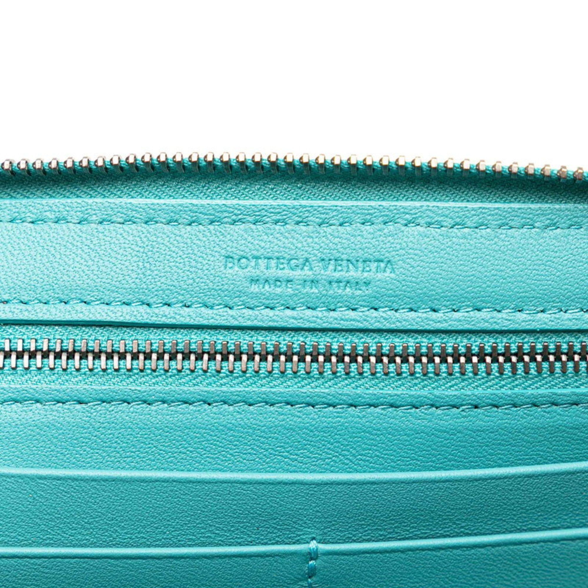 Bottega Veneta Bottega Veneta Intrecciato Round Long Wallet Light Blue Green Leather Women's BOTTEGAVENETA Size ONE SIZE - 9 Thumbnail