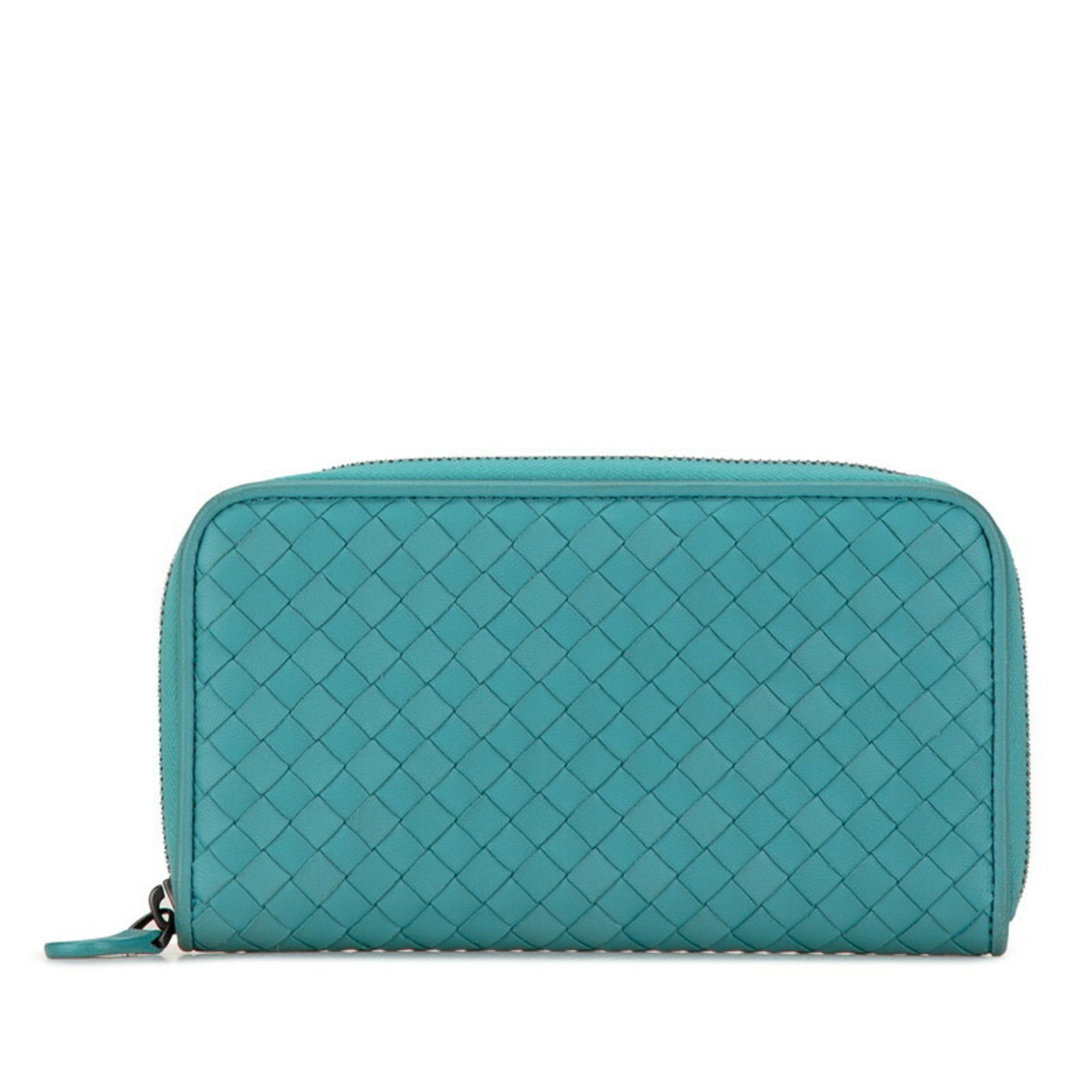 Bottega Veneta Bottega Veneta Intrecciato Round Long Wallet Light Blue Green Leather Women's BOTTEGAVENETA Size ONE SIZE - 2 Thumbnail
