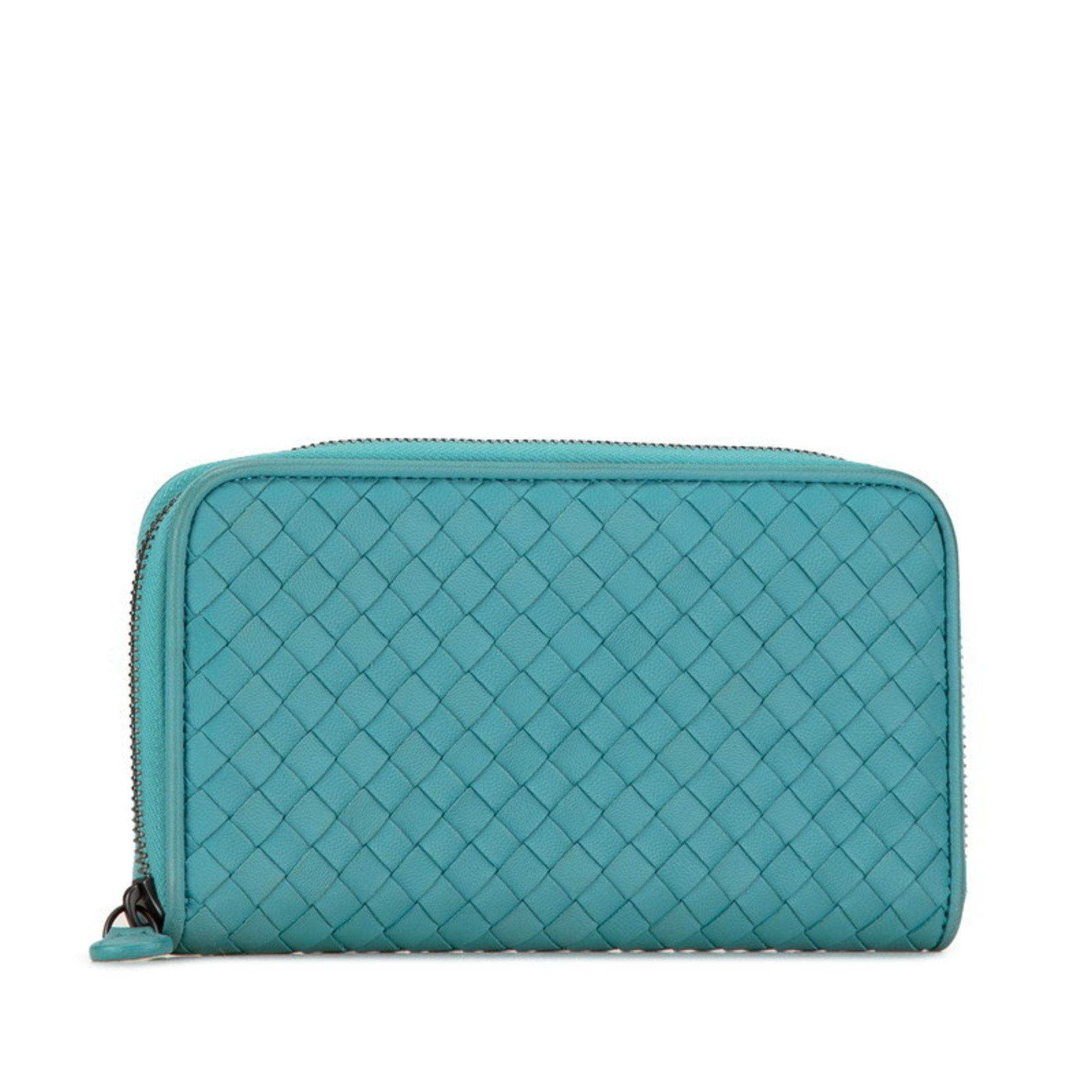 Bottega Veneta Bottega Veneta Intrecciato Round Long Wallet Light Blue Green Leather Women's BOTTEGAVENETA Size ONE SIZE - 3 Thumbnail