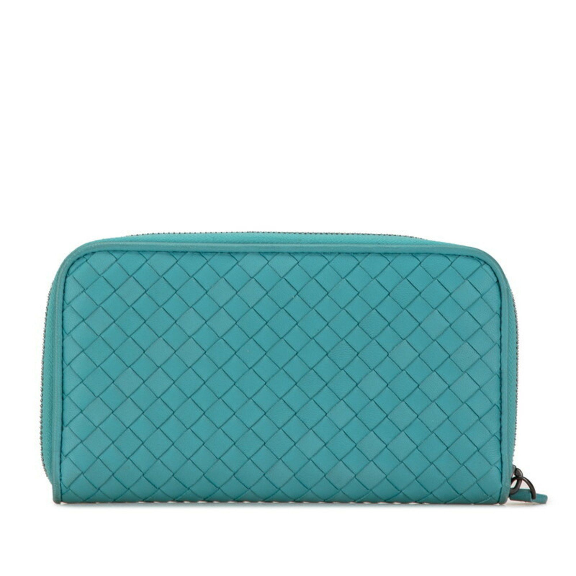 Bottega Veneta Bottega Veneta Intrecciato Round Long Wallet Light Blue Green Leather Women's BOTTEGAVENETA Size ONE SIZE - 4 Thumbnail