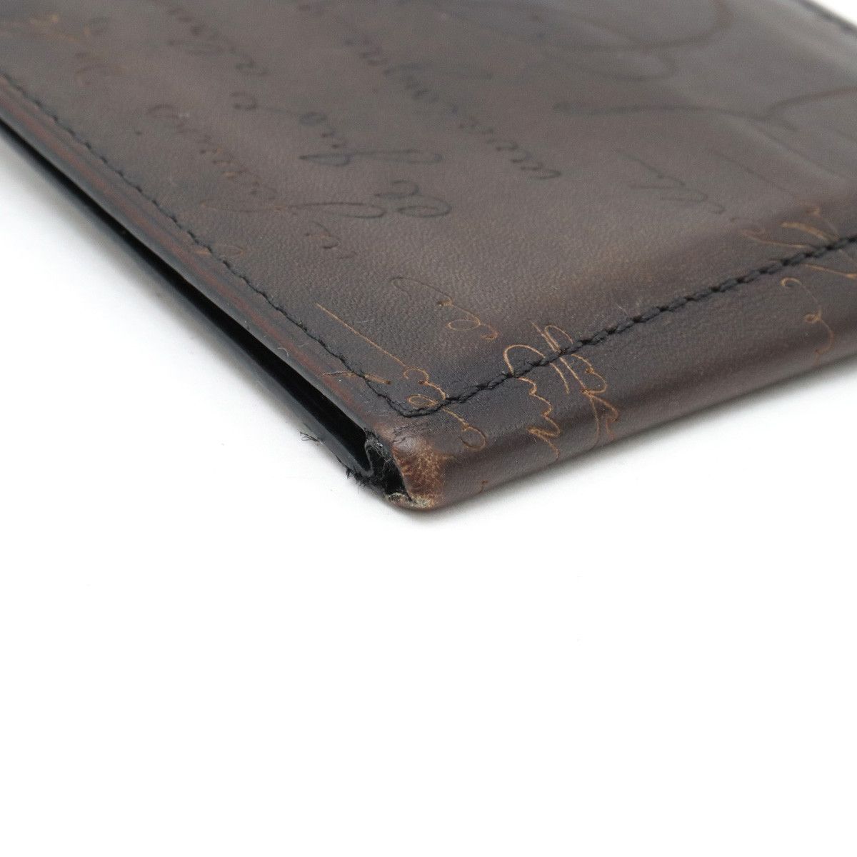 Berluti Berluti Berluti Leather Calligraphy Bifold Wallet Dark Brown Leather Short Wallet in Good Condition Size ONE SIZE - 3 Thumbnail