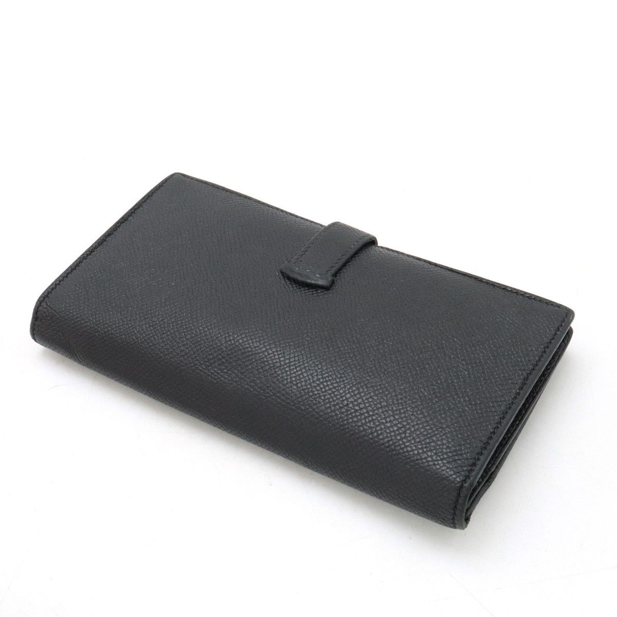 Hermes Hermes Hermes Bearn Souffle Bifold Long Wallet Black Leather Leather Long Wallet in Good Condition Size ONE SIZE - 2 Thumbnail