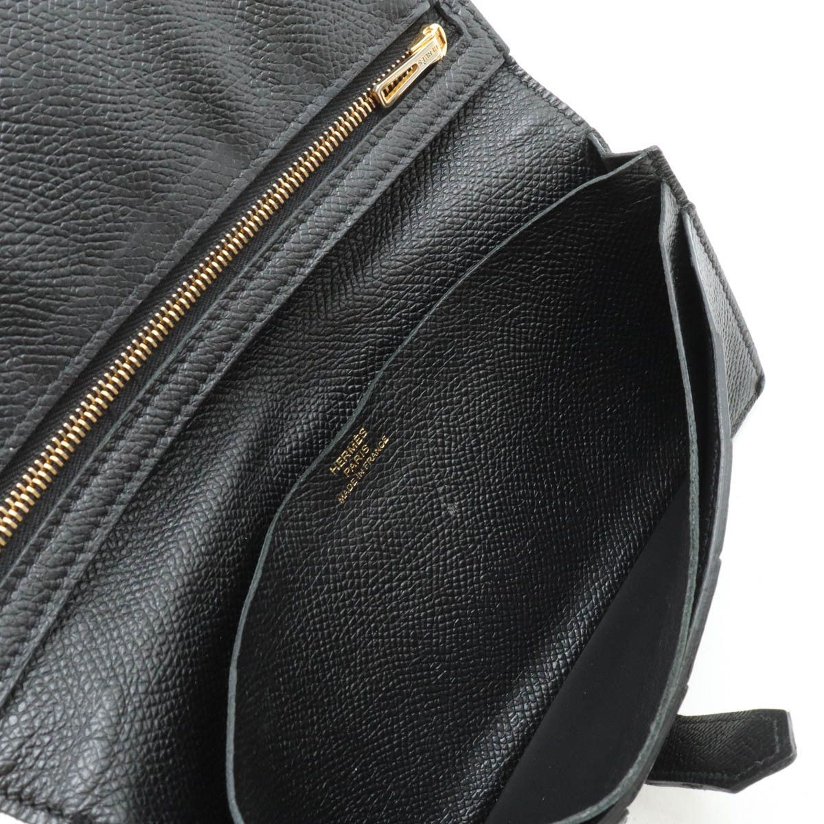 Hermes Hermes Hermes Bearn Souffle Bifold Long Wallet Black Leather Leather Long Wallet in Good Condition Size ONE SIZE - 6 Thumbnail