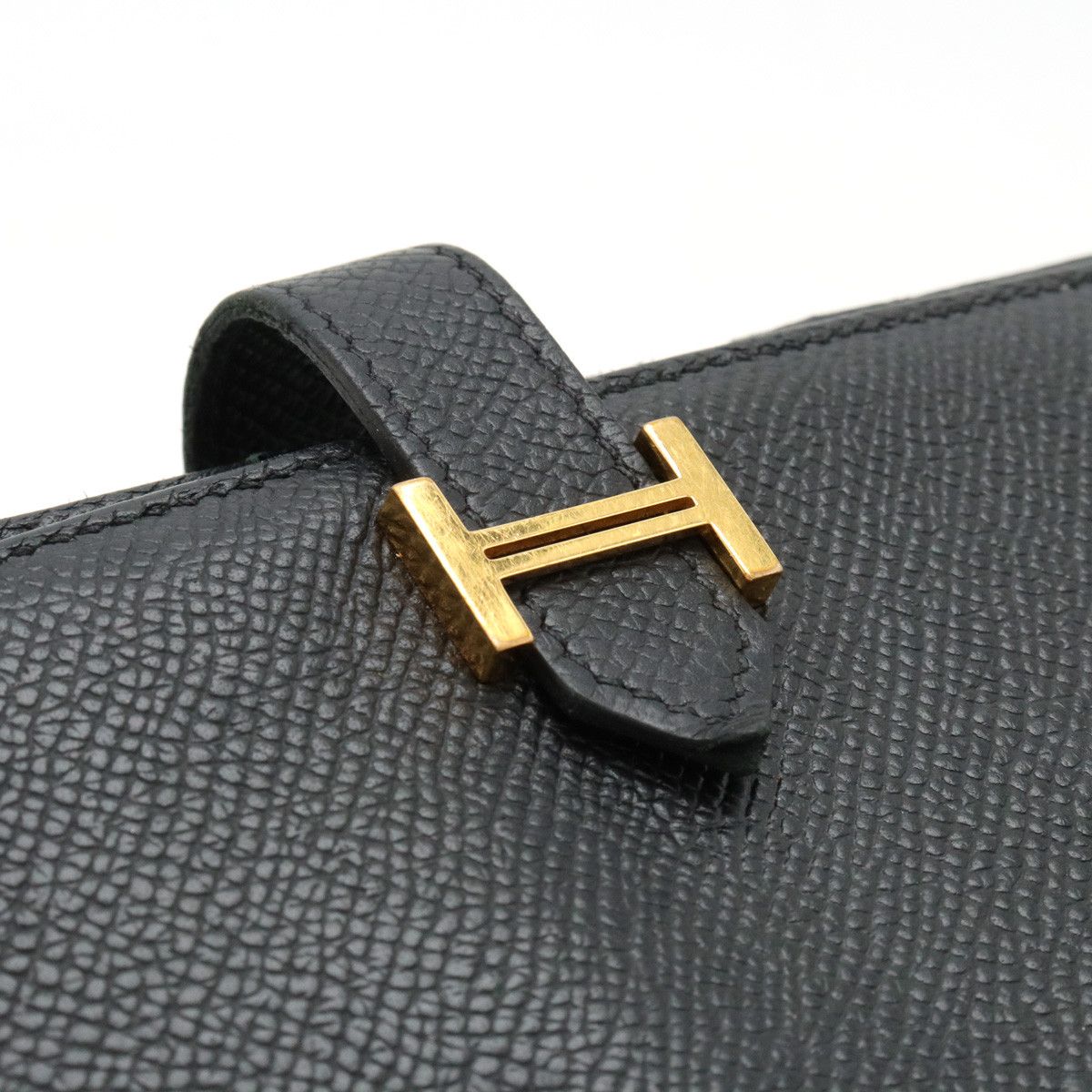 Hermes Hermes Hermes Bearn Souffle Bifold Long Wallet Black Leather Leather Long Wallet in Good Condition Size ONE SIZE - 4 Thumbnail
