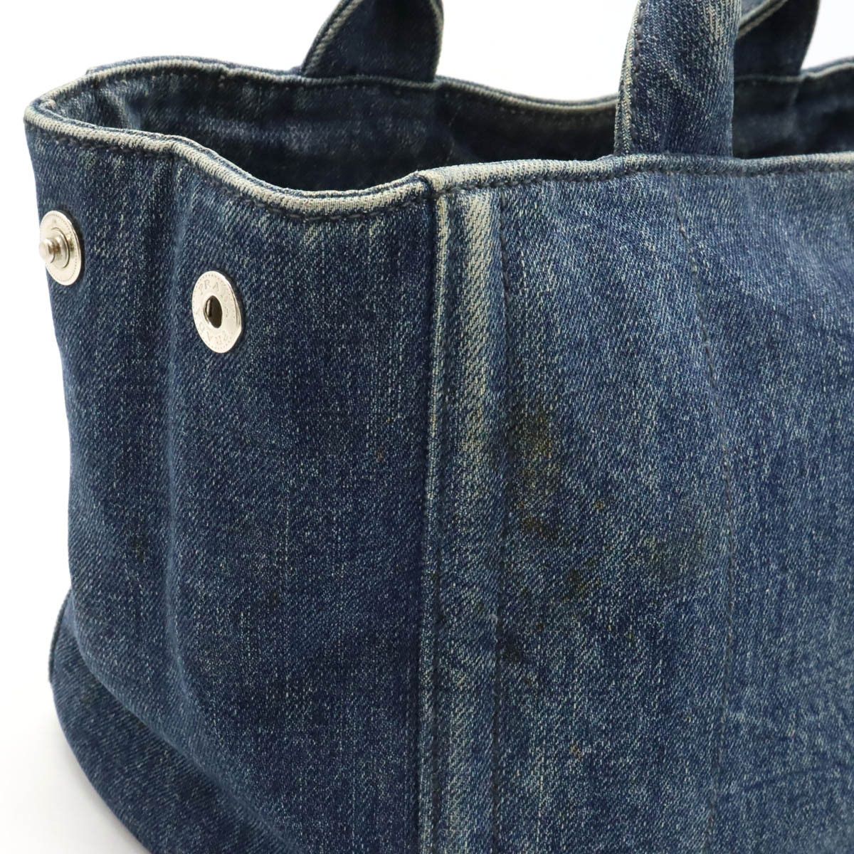 Prada Prada Prada Denim Bijou Studs CANAPA Tote Bag 1BG439 Denim Tote Bag 1BG439 in Good Condition Size ONE SIZE - 6 Thumbnail