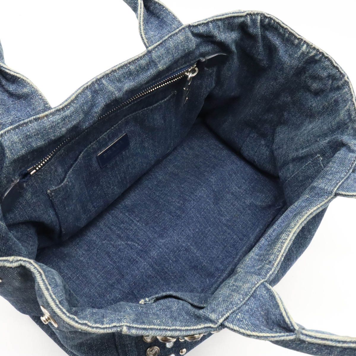 Prada Prada Prada Denim Bijou Studs CANAPA Tote Bag 1BG439 Denim Tote Bag 1BG439 in Good Condition Size ONE SIZE - 5 Thumbnail