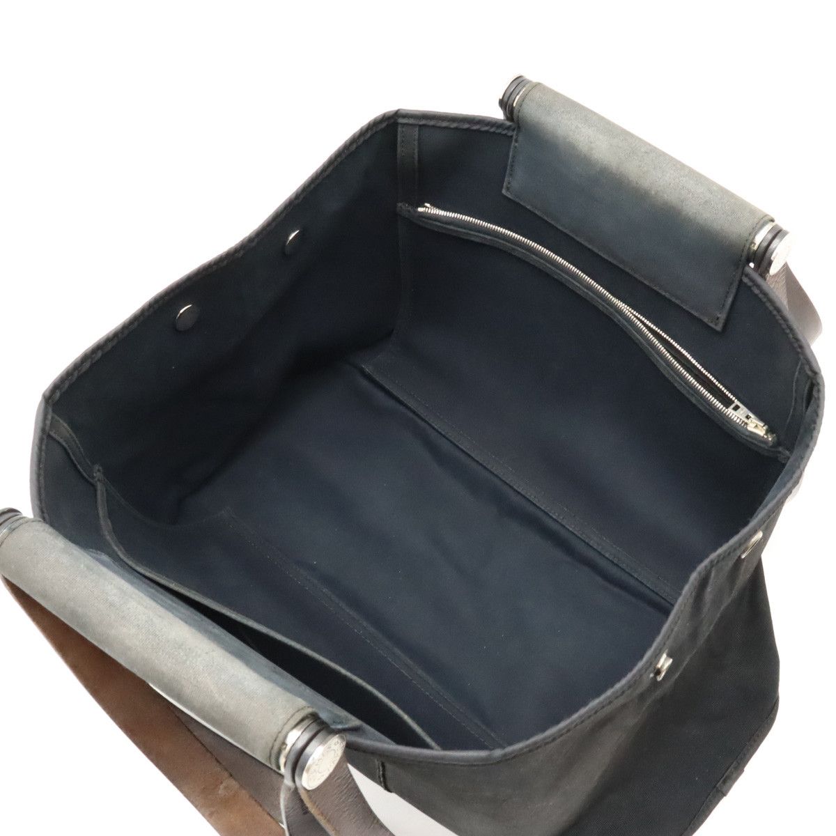 Hermes Hermes Hermes Cabag Elan PM 2WAY Tote Bag Black Leather Canvas Tote Bag in Good Condition Size ONE SIZE - 6 Thumbnail