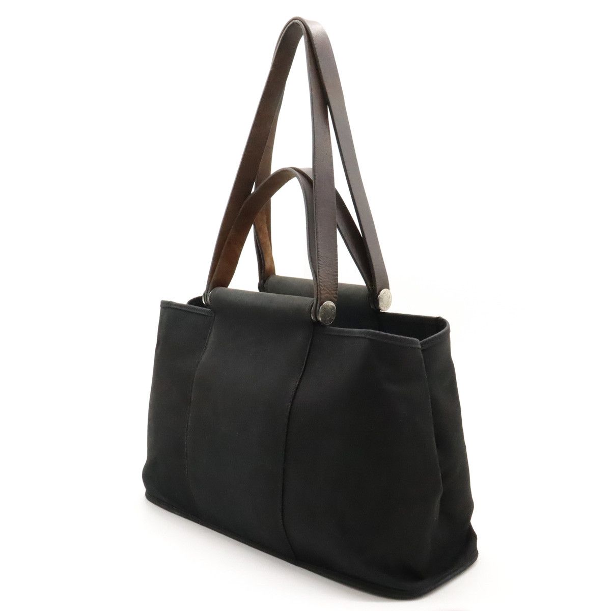 Hermes Hermes Hermes Cabag Elan PM 2WAY Tote Bag Black Leather Canvas Tote Bag in Good Condition Size ONE SIZE - 2 Thumbnail