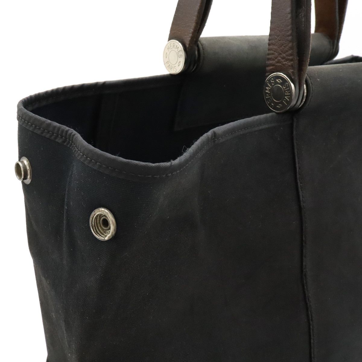 Hermes Hermes Hermes Cabag Elan PM 2WAY Tote Bag Black Leather Canvas Tote Bag in Good Condition Size ONE SIZE - 8 Thumbnail