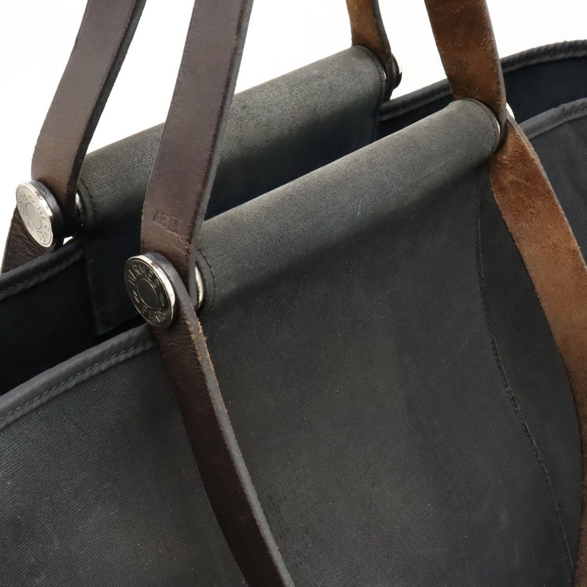 Hermes Hermes Hermes Cabag Elan PM 2WAY Tote Bag Black Leather Canvas Tote Bag in Good Condition Size ONE SIZE - 5 Thumbnail