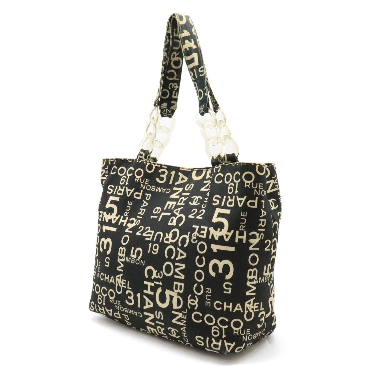Chanel Chanel Chanel Canvas Plastic Chain Logo Tote Bag A18303 Canvas Tote Bag A18303 in Good Condition Size ONE SIZE - 2 Thumbnail