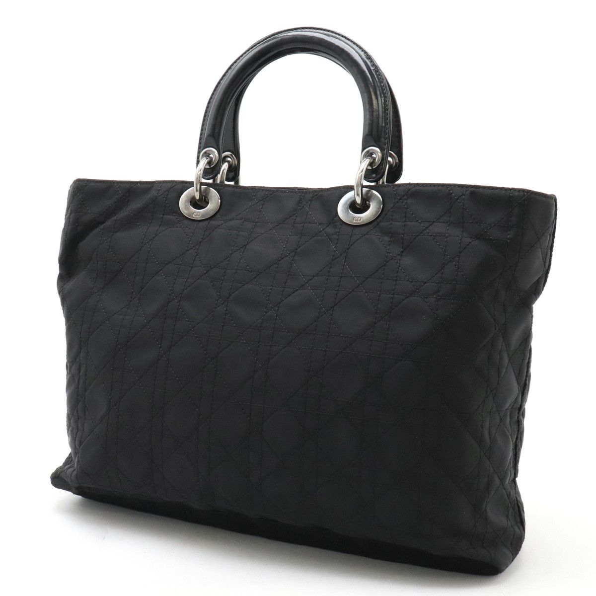 Dior Dior Dior Lady Dior Cannage Nylon Patent Leather Tote Bag Canvas Tote Bag in Very Good Condition Size ONE SIZE - 2 Thumbnail