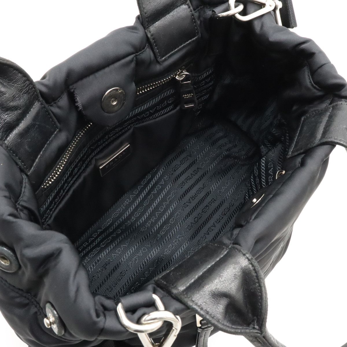 Prada Prada Prada Nylon/Leather Handbag Tote 1BG005 Canvas Handbag 1BG005 in Good Condition Size ONE SIZE - 5 Thumbnail