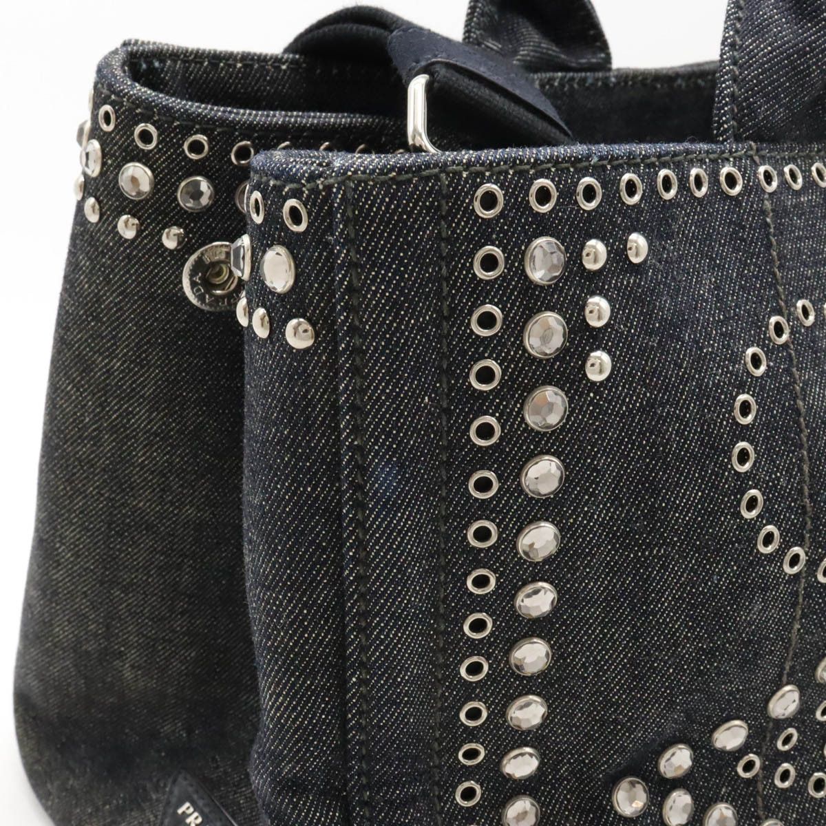 Prada Prada Prada Denim Bijou Studs Canapa Tote Bag BN2642 Denim Tote Bag BN2642 in Very Good Condition Size ONE SIZE - 7 Thumbnail