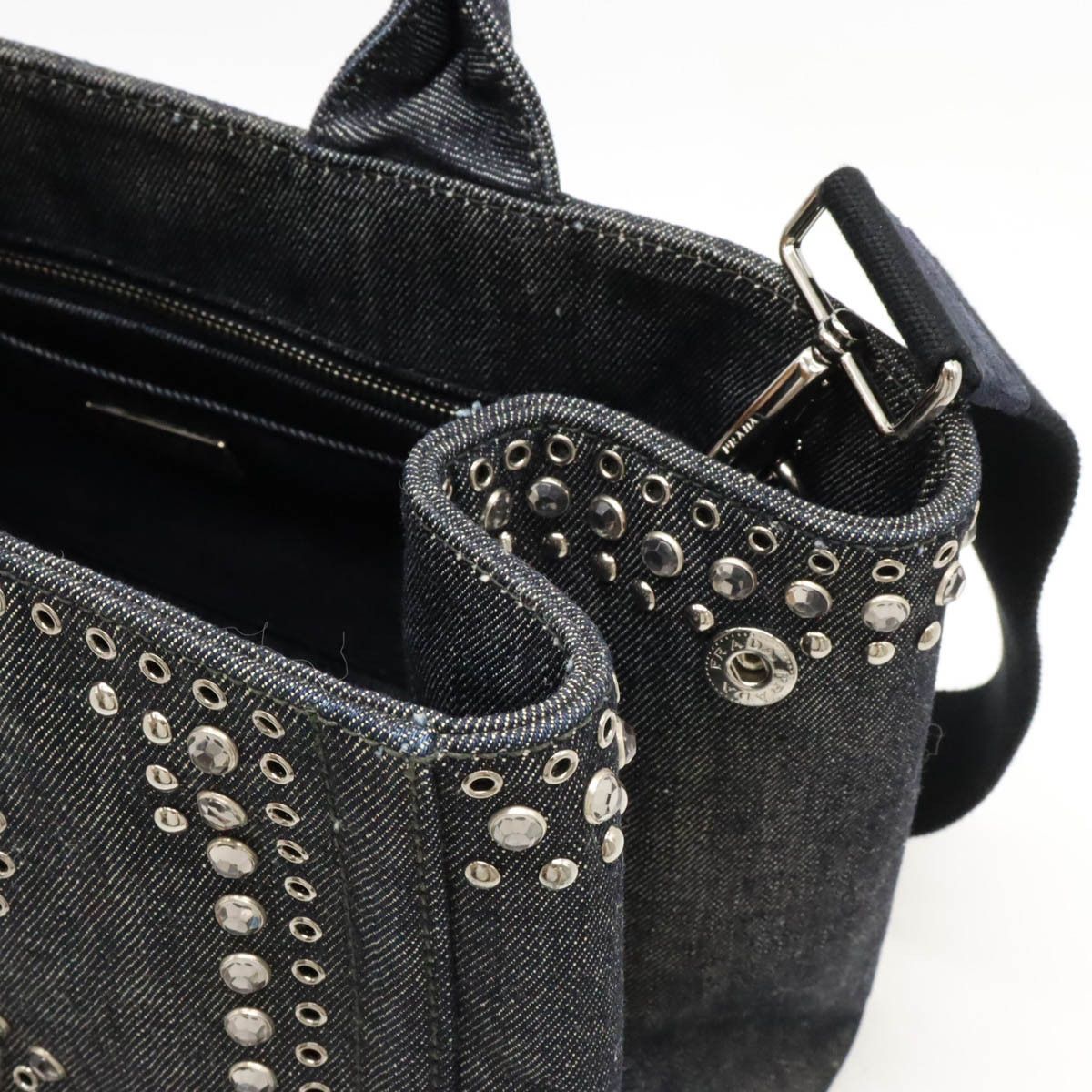 Prada Prada Prada Denim Bijou Studs Canapa Tote Bag BN2642 Denim Tote Bag BN2642 in Very Good Condition Size ONE SIZE - 6 Thumbnail