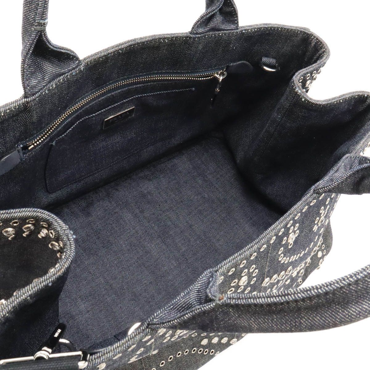 Prada Prada Prada Denim Bijou Studs Canapa Tote Bag BN2642 Denim Tote Bag BN2642 in Very Good Condition Size ONE SIZE - 5 Thumbnail