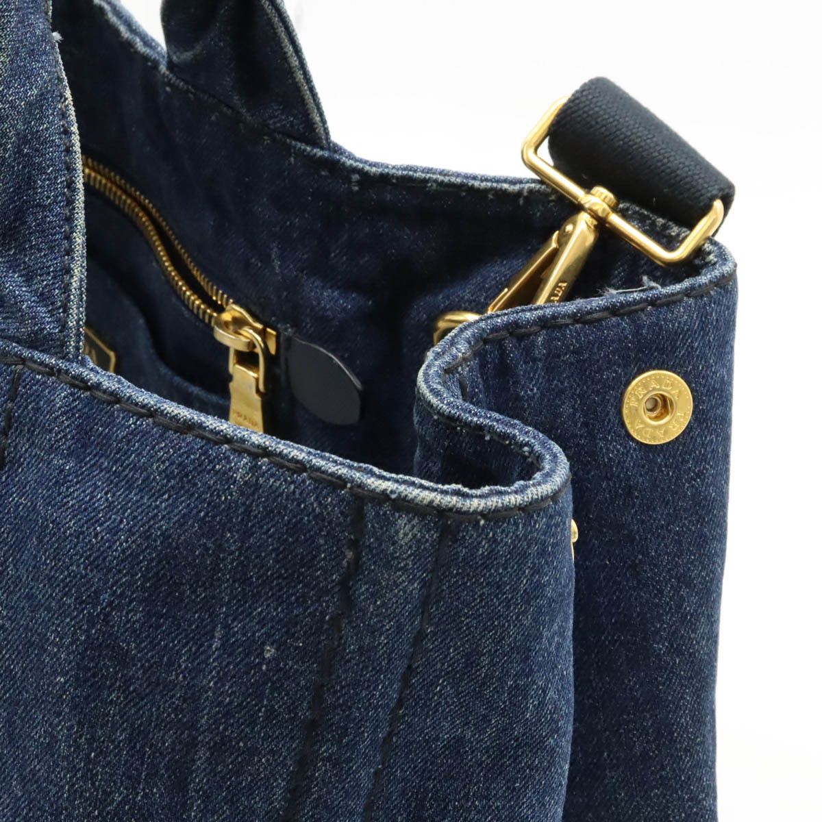 Prada Prada Prada Denim Canvas Canapa Tote Bag Denim Tote Bag B2642B in Good Condition Size ONE SIZE - 6 Thumbnail