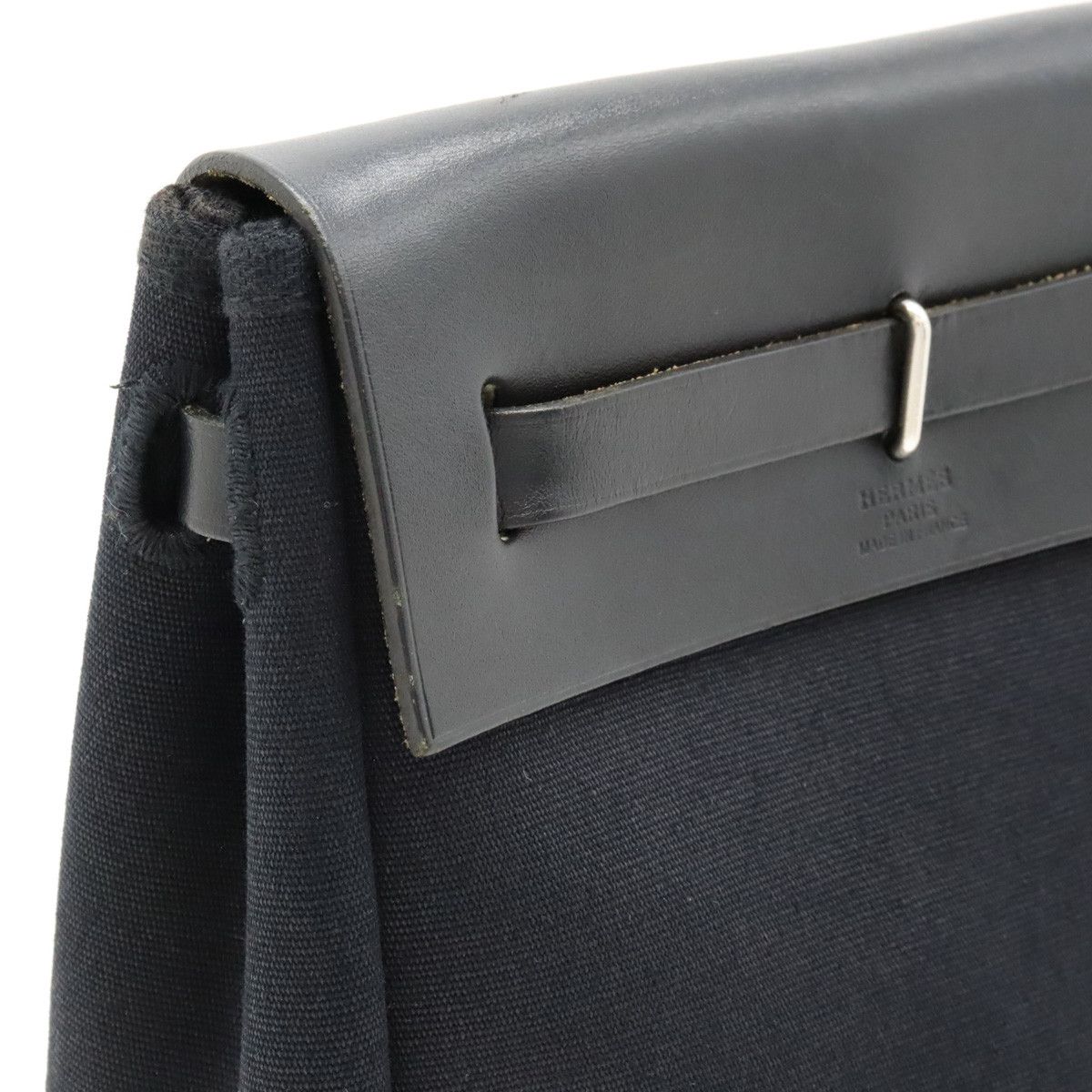 Hermes Hermes Hermes Toile Officier/Leather Herbag TPM Clutch Canvas Clutch Bag in Very Good Condition Size ONE SIZE - 6 Thumbnail