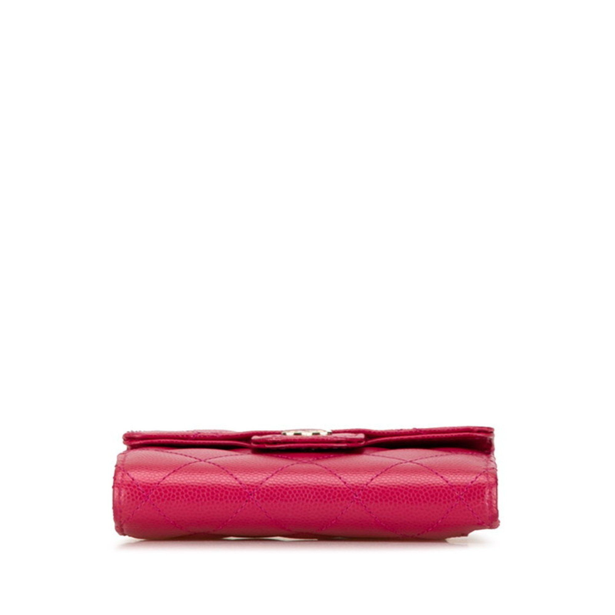 Chanel CHANEL Matelasse Coco Mark Classic Small Flap Wallet Bi-fold Pink Caviar Skin Women's Size ONE SIZE - 5 Thumbnail