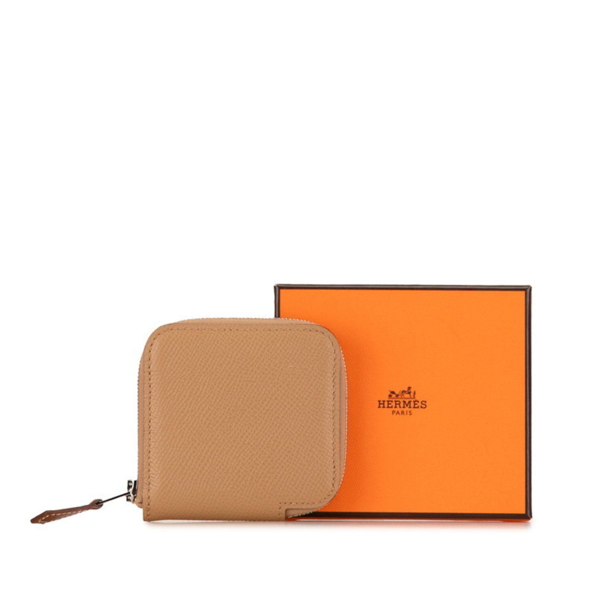 Hermes Hermes Azap Compact Silk In Coin Case, Purse, Etoupe, Greige, Epsom Leather, Women's, HERMES Size ONE SIZE - 10 Thumbnail