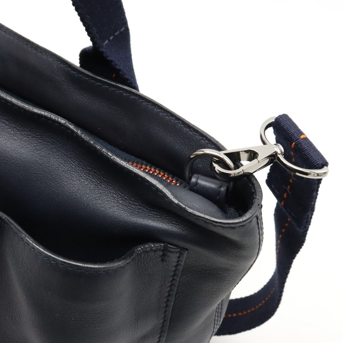 Hermes Hermes Hermes Vaux Delma Horizontal MM 2-Way Tote Bag Navy/Orange Leather Tote Bag in Very Good Condition Size ONE SIZE - 7 Thumbnail