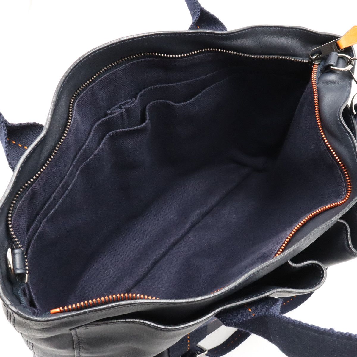 Hermes Hermes Hermes Vaux Delma Horizontal MM 2-Way Tote Bag Navy/Orange Leather Tote Bag in Very Good Condition Size ONE SIZE - 6 Thumbnail