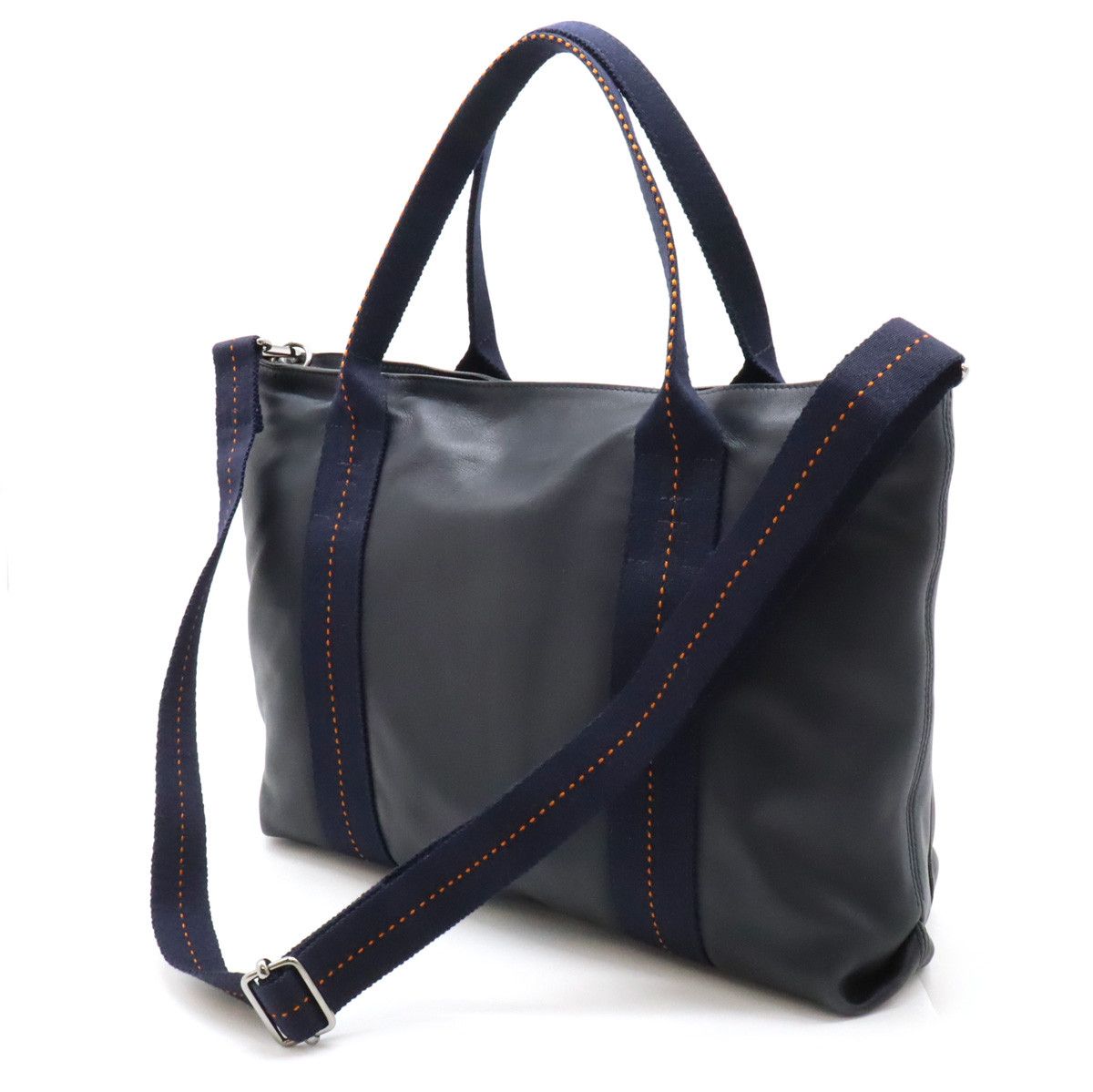 Hermes Hermes Hermes Vaux Delma Horizontal MM 2-Way Tote Bag Navy/Orange Leather Tote Bag in Very Good Condition Size ONE SIZE - 2 Thumbnail