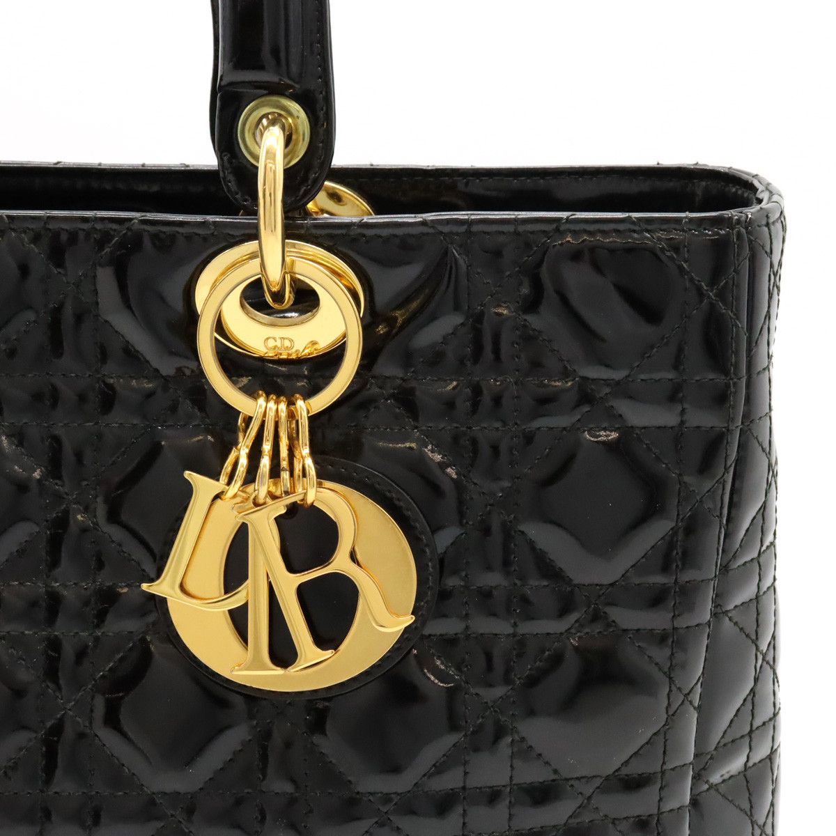 Dior Dior Dior Lady Dior Patent Leather Handbag Leather Handbag in Very Good Condition Size ONE SIZE - 9 Thumbnail