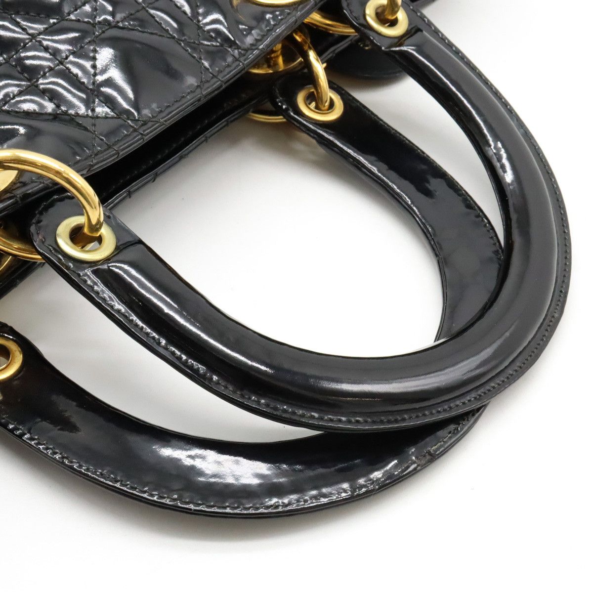 Dior Dior Dior Lady Dior Patent Leather Handbag Leather Handbag in Very Good Condition Size ONE SIZE - 7 Thumbnail