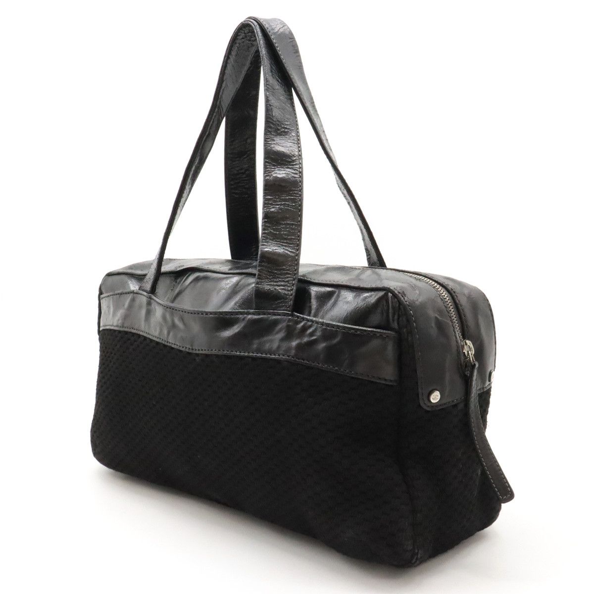 Chanel Chanel Chanel Knit/Leather Logo Tote Bag Canvas Tote Bag in Good Condition Size ONE SIZE - 2 Thumbnail