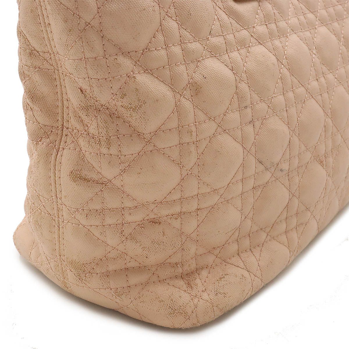 Dior Dior Dior Lady Dior Cannage Panarea Tote Bag Coated Canvas/Leather Pink Canvas Tote Bag in Good Condition Size ONE SIZE - 8 Thumbnail