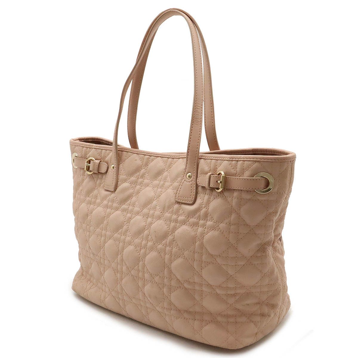 Dior Dior Dior Lady Dior Cannage Panarea Tote Bag Coated Canvas/Leather Pink Canvas Tote Bag in Good Condition Size ONE SIZE - 2 Thumbnail