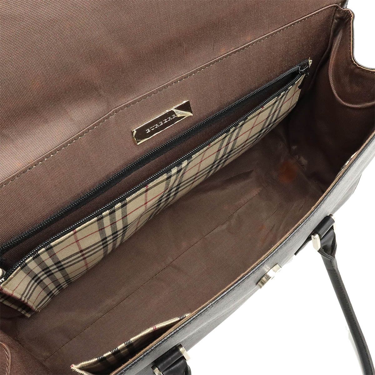 Burberry Burberry Burberry Leather Tote Bag Black Leather Tote Bag in Very Good Condition Size ONE SIZE - 6 Thumbnail