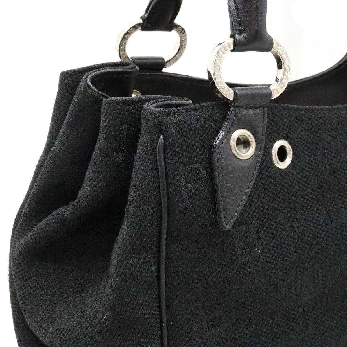 Bvlgari Bvlgari Bvlgari Logo Mania Jacquard Canvas Leather Tote Bag Canvas Tote Bag in Great Condition Size ONE SIZE - 5 Thumbnail