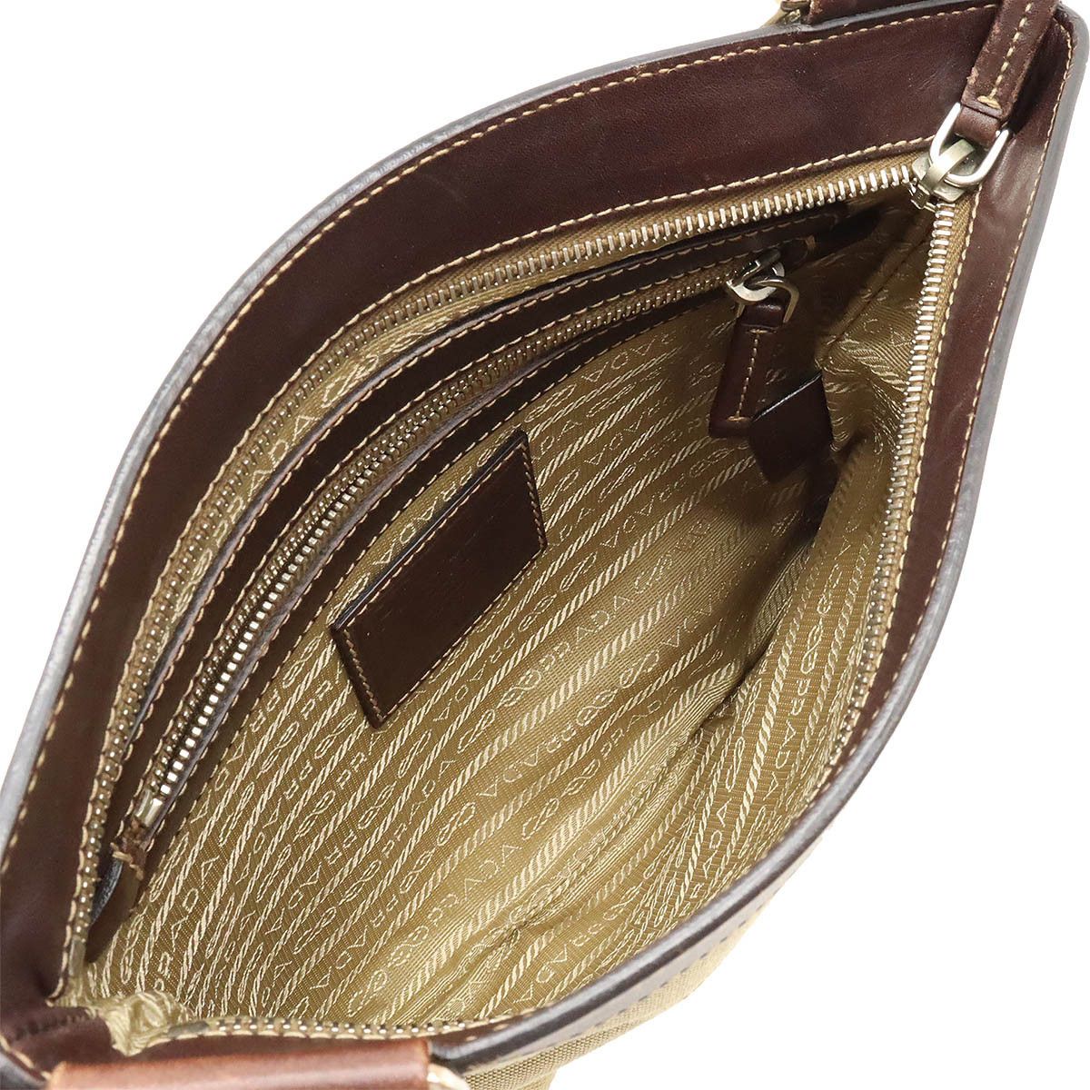 Prada Prada Canvas/Leather Logo Jacquard Shoulder Bag BT0537 Canvas Crossbody Bag BT0537 in Very Good Condition