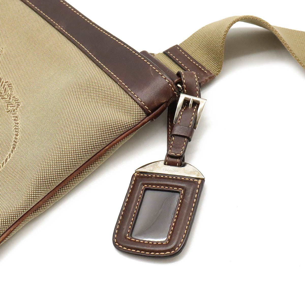 Prada Prada Canvas/Leather Logo Jacquard Shoulder Bag BT0537 Canvas Crossbody Bag BT0537 in Very Good Condition
