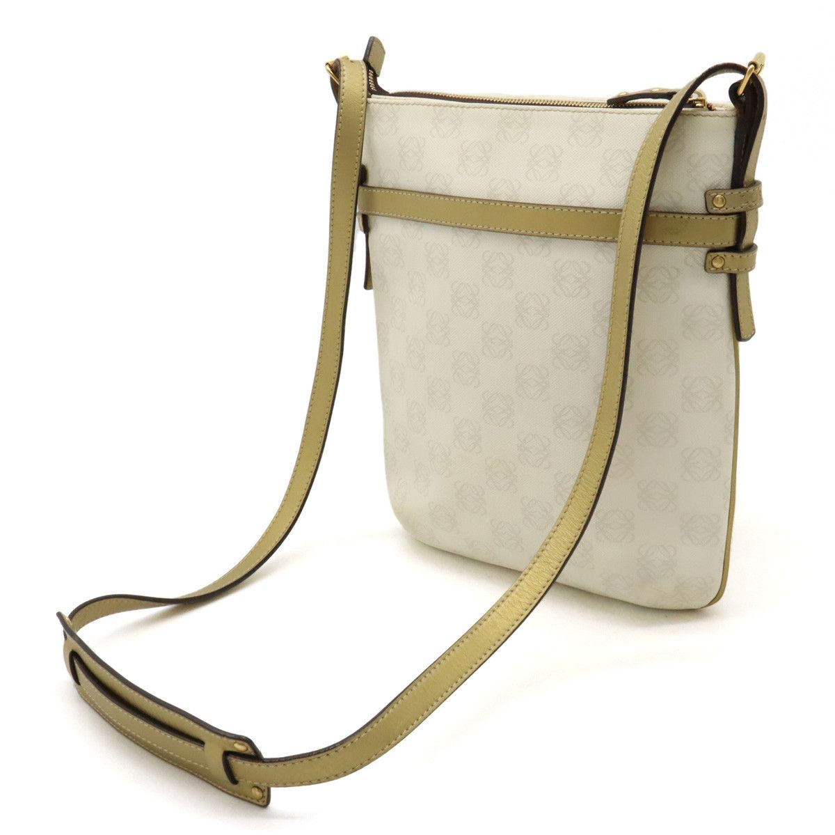 Loewe Loewe Loewe Anagram PVC Leather Shoulder Bag White Gold Canvas Crossbody Bag in Very Good Condition Size ONE SIZE - 2 Thumbnail