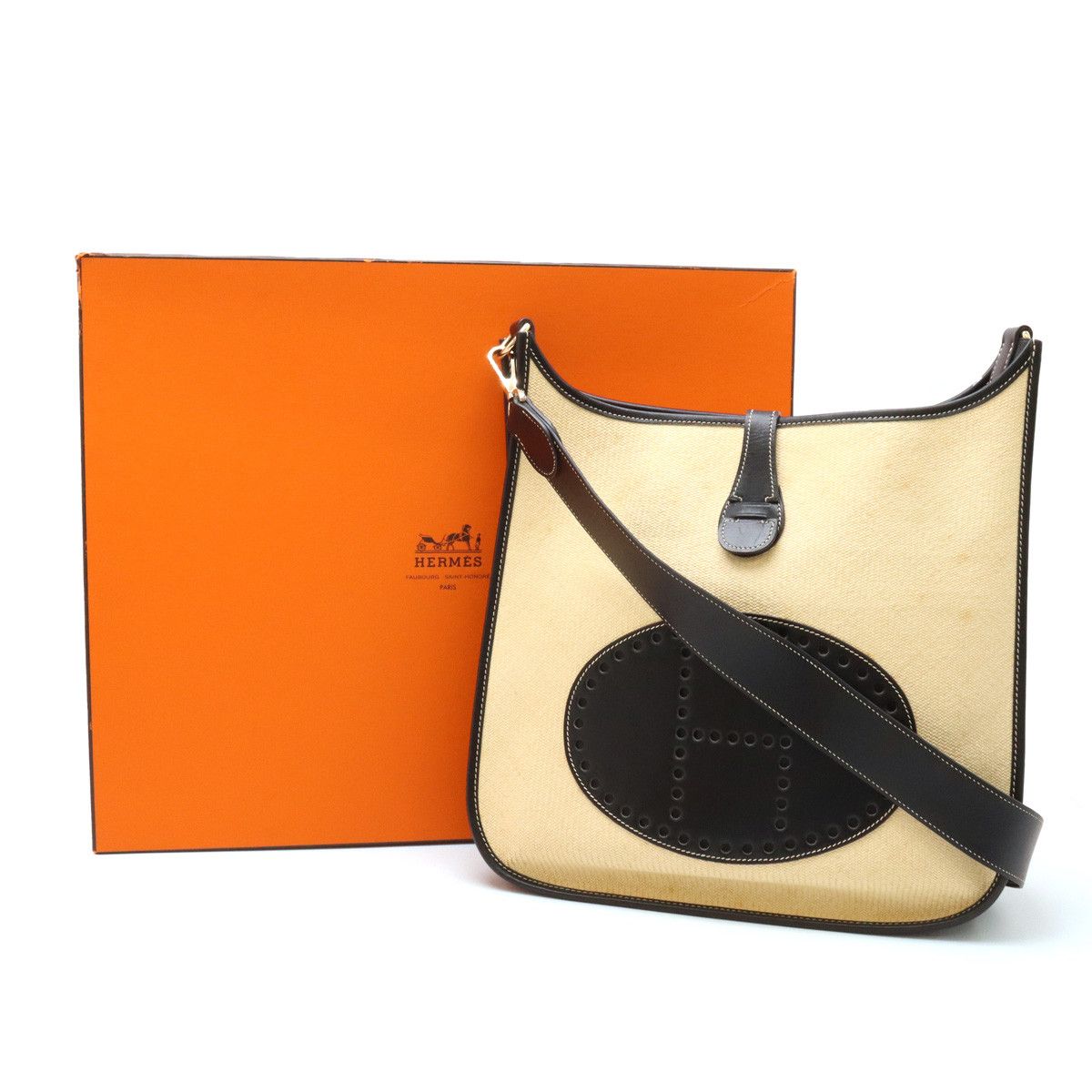 Hermes Hermes Hermes Evelyne GM Shoulder Bag Straw Box Calf Leather Natural Material Shoulder Bag in Very Good Condition Size ONE SIZE - 9 Thumbnail