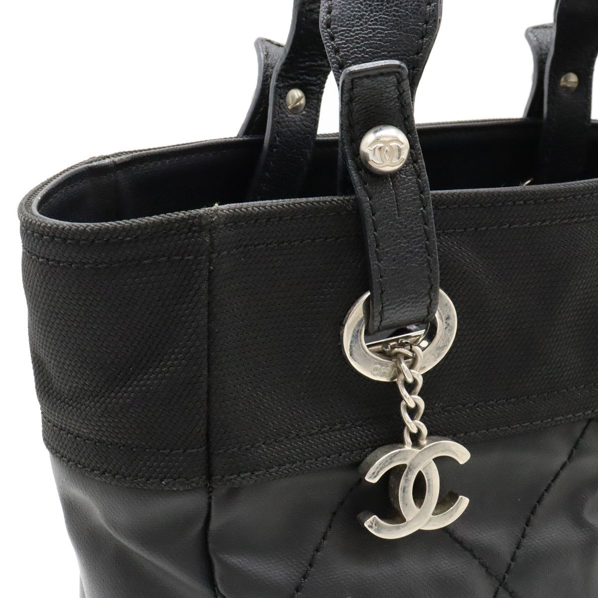 Chanel Chanel Chanel Paris Biarritz Tote PM Coated Canvas/Leather A34208 Canvas Tote Bag A34208 in Good Condition Size ONE SIZE - 7 Thumbnail
