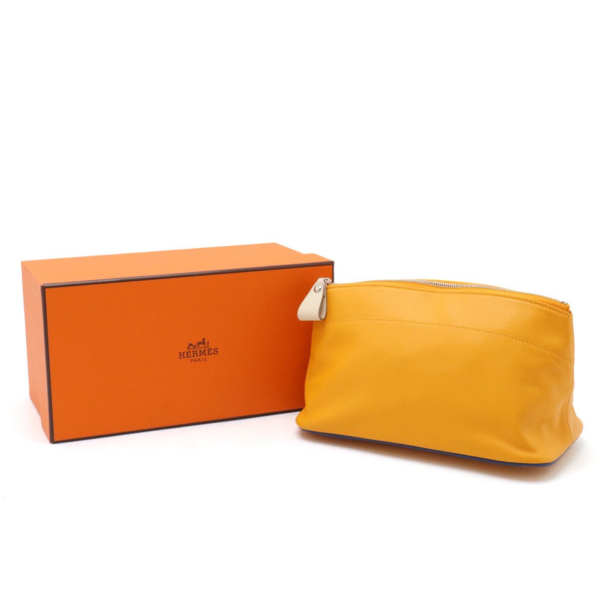 Hermes Hermes Hermes Toubouyou MM Leather Pouch Orange Leather Vanity Bag in Pristine Condition Size ONE SIZE - 6 Thumbnail
