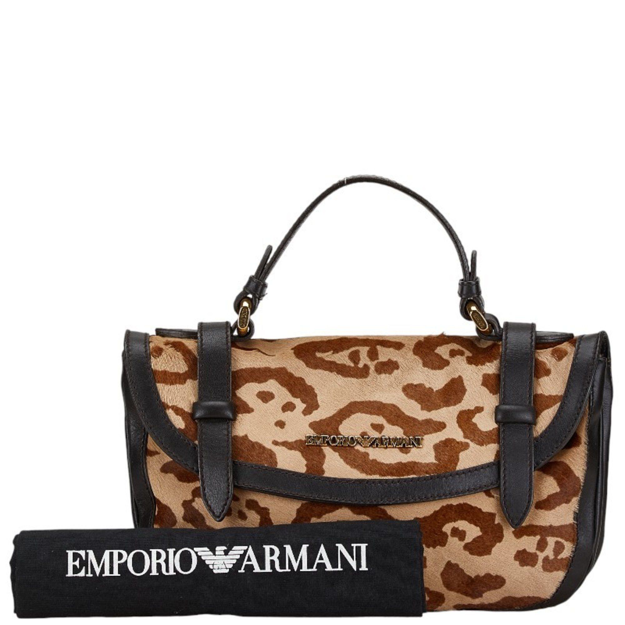 Emporio Armani Emporio Armani Leopard Motif Handbag Brown Black Pony Leather Women's Size ONE SIZE - 13 Thumbnail