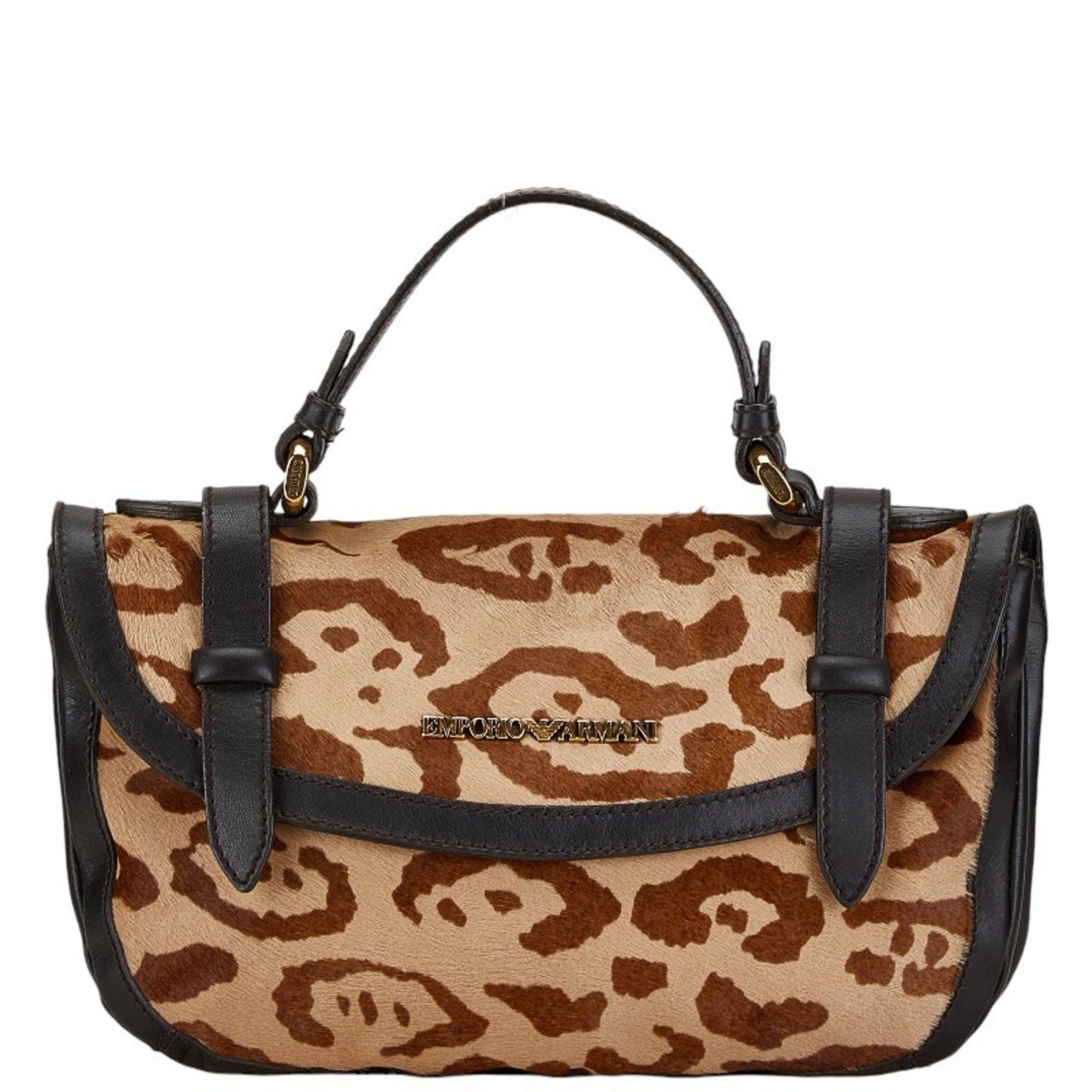 Emporio Armani Emporio Armani Leopard Motif Handbag Brown Black Pony Leather Women's Size ONE SIZE - 2 Thumbnail
